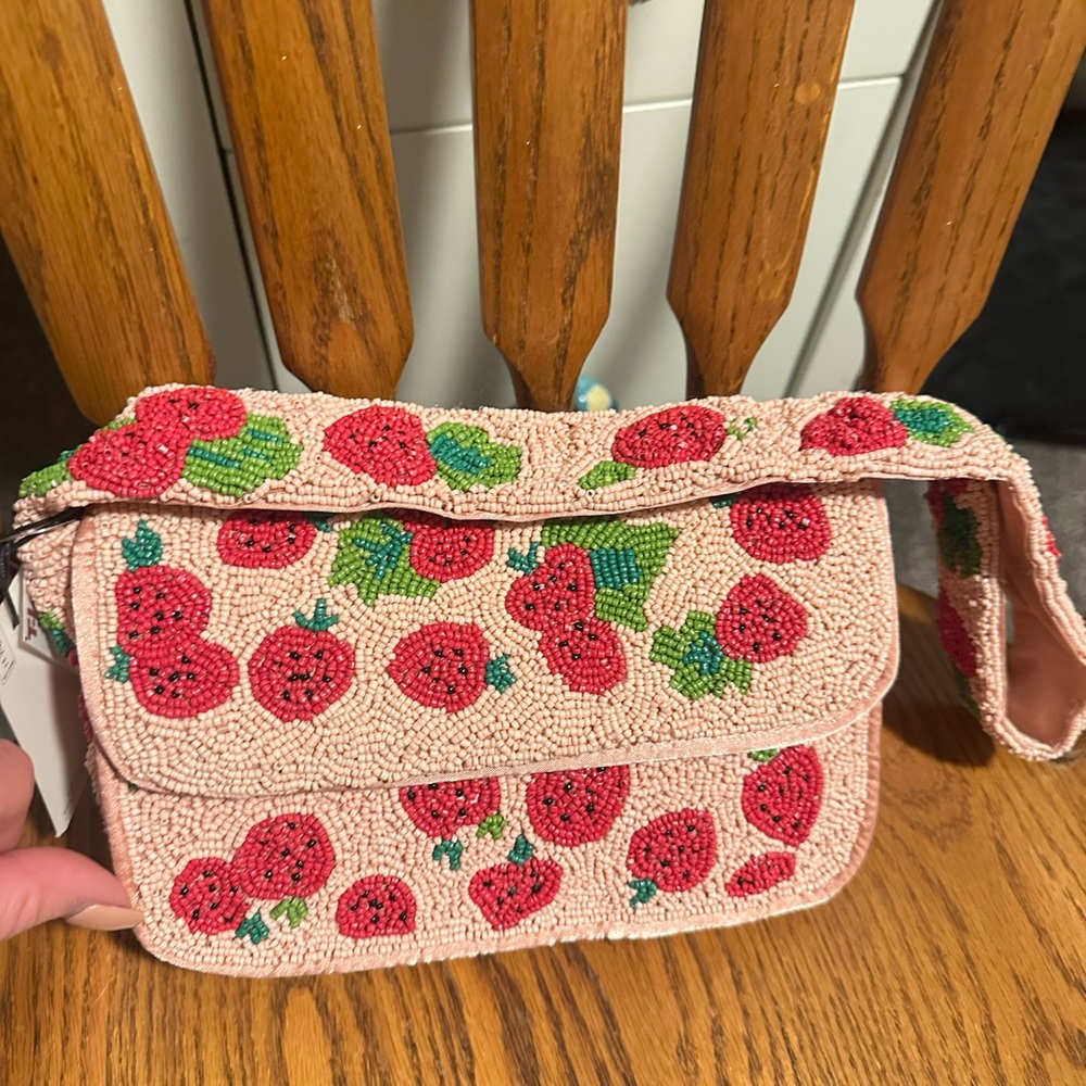 Strawberry Beaded Crossbody Bag